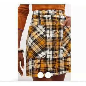 NWT Anthropologie Maeve button front plaid mini skirt size 4P